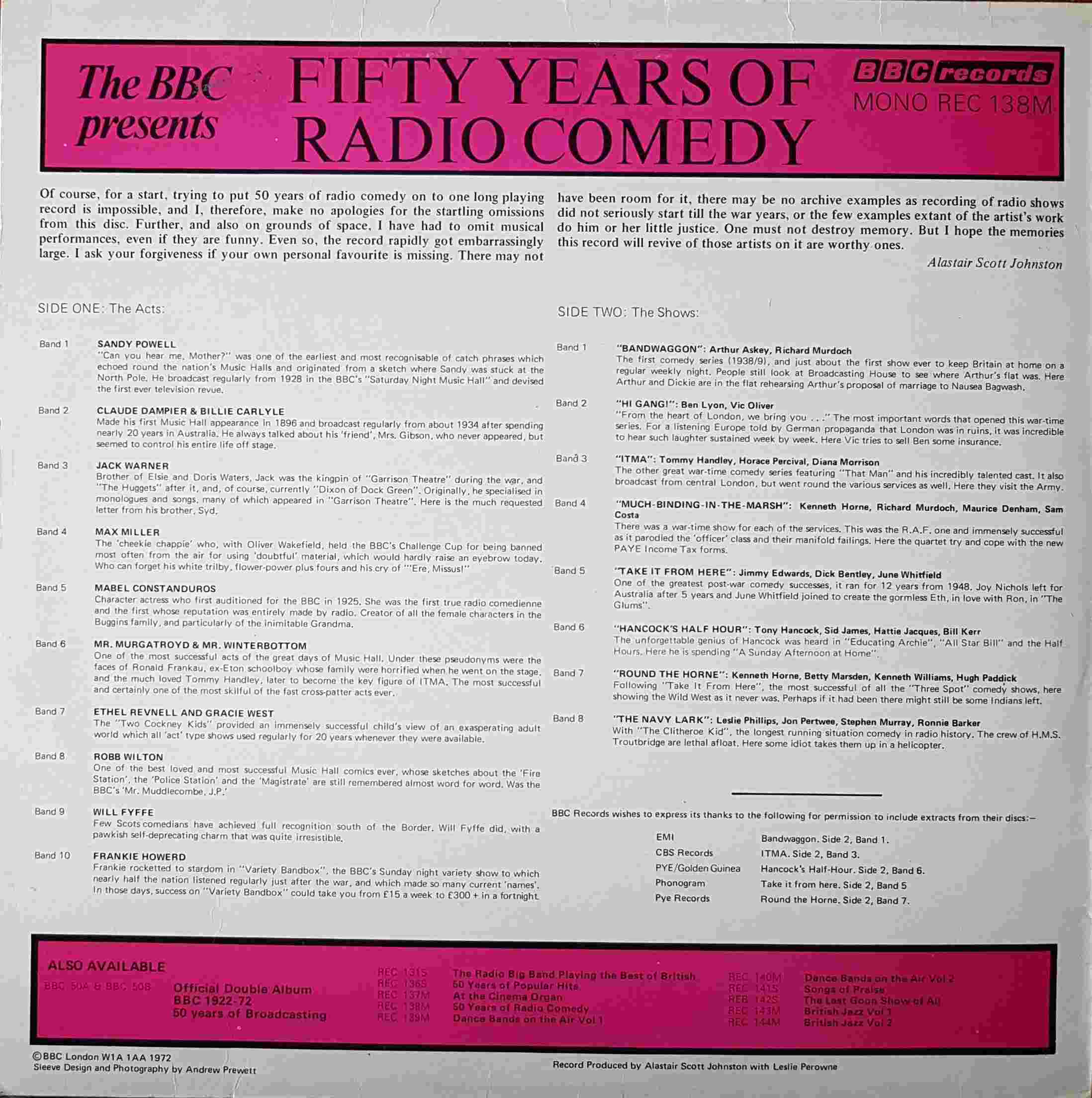 Picture of REC 138 50 years of radio comedy by artist Various from the BBC records and Tapes library